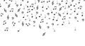 Falling music notes, musical background. Vector illustration isolated on white Royalty Free Stock Photo