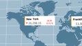 Falling New York main USA stock market index profit, world ecomony value down Royalty Free Stock Photo