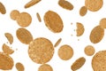 Falling oatmeal cookies isolated on a white background with clipping path. Healthy eating. Flying food