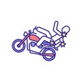 Falling off motorcycle injuries RGB color icon Royalty Free Stock Photo