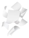 Falling paper. Realistic flying sheets chaotic composition. Curled notepaper with folded edges. Bent blank pages swirl Royalty Free Stock Photo