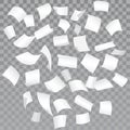 Falling paper sheets with curved corners. Paperwork. Vector