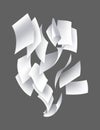 Falling paper sheets. Set of flying curved leaves of paper. Vector loose soar of notes with curled edges. Fly scattered Royalty Free Stock Photo