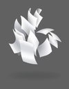 Falling paper sheets. Set of flying curved leaves of paper. Vector loose soar of notes with curled edges. Fly scattered Royalty Free Stock Photo
