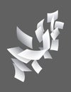 Falling paper sheets. Set of flying curved leaves of paper. Vector loose soar of notes with curled edges. Fly scattered Royalty Free Stock Photo