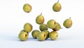 falling pear against white background. High quality, Fresh fruits, Close up view. Natural health or healthy food