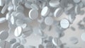 Falling pills, tablets. Medical concept. 3d rendering.