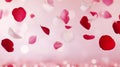Falling Pink and Red Rose Petals with Sparkling Highlights on a Soft Background Royalty Free Stock Photo