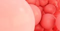 Falling pink soft spheres. random sizes balls. 3d rendering picture.