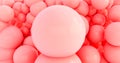 Falling pink soft spheres. random sizes balls. 3d rendering picture.