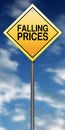 Falling prices road sign