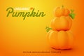 Falling pumpkin on orange background, Organic vegetable and healthy fresh food concept