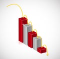 Falling red business graph illustration Royalty Free Stock Photo