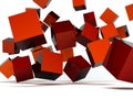 Falling red cubes Royalty Free Stock Photo