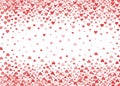 Falling red hearts confetti romantic background for Vallentines day or wedding design, greeting cards or posters.