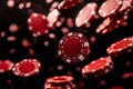 Falling red poker chips on black background Royalty Free Stock Photo