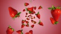 Falling Red Strawberries Illustration Background Royalty Free Stock Photo