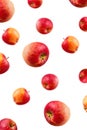 Falling ripe red apples background. Isolated. Close-up. Royalty Free Stock Photo