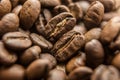 Falling Roasted Coffee Beans, Macro Shot, close-up. Royalty Free Stock Photo