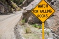 Falling Rocks Danger Warning Road Sign
