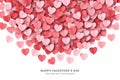 Falling Scatter Papercut Hearts Confetti Vector Valentines Day Semicircle Border