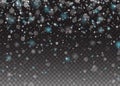 Falling Shining Snowflakes Christmas Winter and New Year Background. Snow on Transparent Background. Abstract snowflake