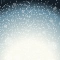 Falling Shining Snowflakes and Snow on Blue Background. Christmas, Winter New Year . Realistic Vector illustration for Royalty Free Stock Photo