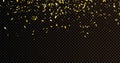 Falling shiny golden confetti isolated on transparent background. Bright festive tinsel of gold color. PNG Royalty Free Stock Photo