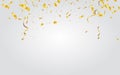 Falling shiny golden confetti isolated on transparent background. Bright festive tinsel of gold Royalty Free Stock Photo