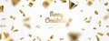 Falling shiny golden confetti isolated on white background. Royalty Free Stock Photo