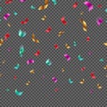 Falling shiny paper confetti pieces on checkered background. Seamless vector illustration Royalty Free Stock Photo