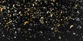 Falling shiny particles, Golden Confetti, stars, gold glitter texture, Christmas Shining snow, snowflakes isolated on Royalty Free Stock Photo