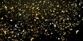 Falling shiny particles, Golden Confetti, stars, gold glitter texture isolated on black transparent background. Confetti Royalty Free Stock Photo