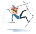 Falling skier woman illustration