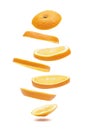 Falling sliced orange