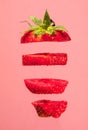 falling sliced strawberry