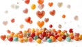 Falling small, colorated candies isolated on transparent background. Royalty Free Stock Photo