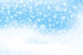 Falling snow background. Realistic snowdrift. Vector illustration with snowflakes. Winter snowy landscape. Royalty Free Stock Photo