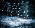 Falling Snow On The Black Background Royalty Free Stock Photo