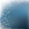 Falling snow on a blue background. Abstract white snowflake and sparkles background. EPS 10 Royalty Free Stock Photo