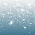 Falling snow on the blue background. Christmas snowflake vector backdrop. White snow decoration isolated Royalty Free Stock Photo