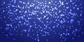 Falling snow on blue background Royalty Free Stock Photo