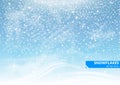 Falling snow on a blue background. Snowstorm and snowflakes. Background for winter holidays. Vector Royalty Free Stock Photo