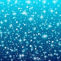 Falling snow on a blue background. Vector illustration 10 EPS. Abstract white glitter snowflake background. Vector magic Christmas Royalty Free Stock Photo