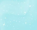 Falling snow. Blue sky with stars and clouds. Sparkle starry background. Vector illustration with snowflakes. Winter snowing sky. Royalty Free Stock Photo