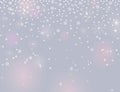 Falling snow border on a light silver grey background