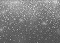 Falling snow. Christmas shining snowflakes in different shapes, snowfall and snow drifts, winter snowstorm new year