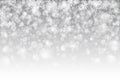 Falling Snow Effect With Realistic Transparent Snowflakes Shapes Overlay On Light Silver Background Royalty Free Stock Photo