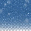 Falling snow isolated on transparent background. Christmas winter holiday vector background. Snowfall christmas, falling Royalty Free Stock Photo