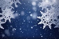 Falling snow and snowflakes. Winter and christmas abstract blue background Royalty Free Stock Photo